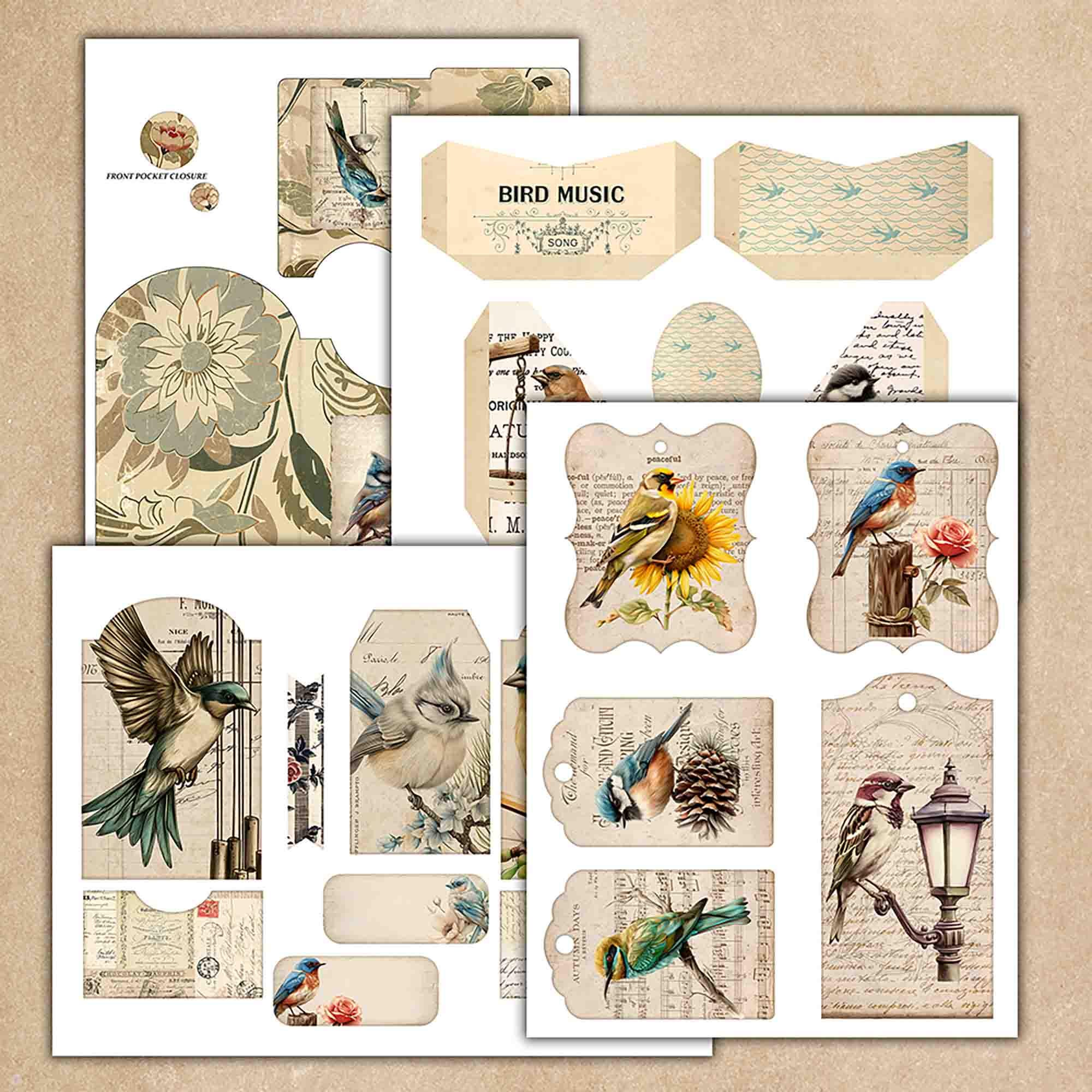 Birds Kit Add On, Junk Journal Pages, Garden, Printable Journal ...