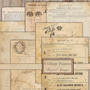 Papeles de collage, diario imprimible, papeles de collage, papeles imprimibles, diario basura grunge, papeles vintage imprimibles, diario basura imprimible