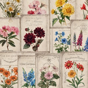 Pages de journal indésirables fleurs, kit de journal indésirable, fleurs sauvages, printemps, jardin, jeu de papiers numériques éphémères, journalisation indésirable, scrapbooking, imprimable
