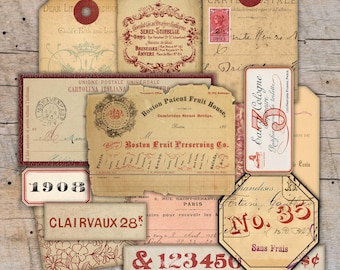 Páginas efímeras rojas, kit de páginas para diario basura, diario imprimible, set de papeles digitales efímeros, diario basura, álbum de recortes, diario basura