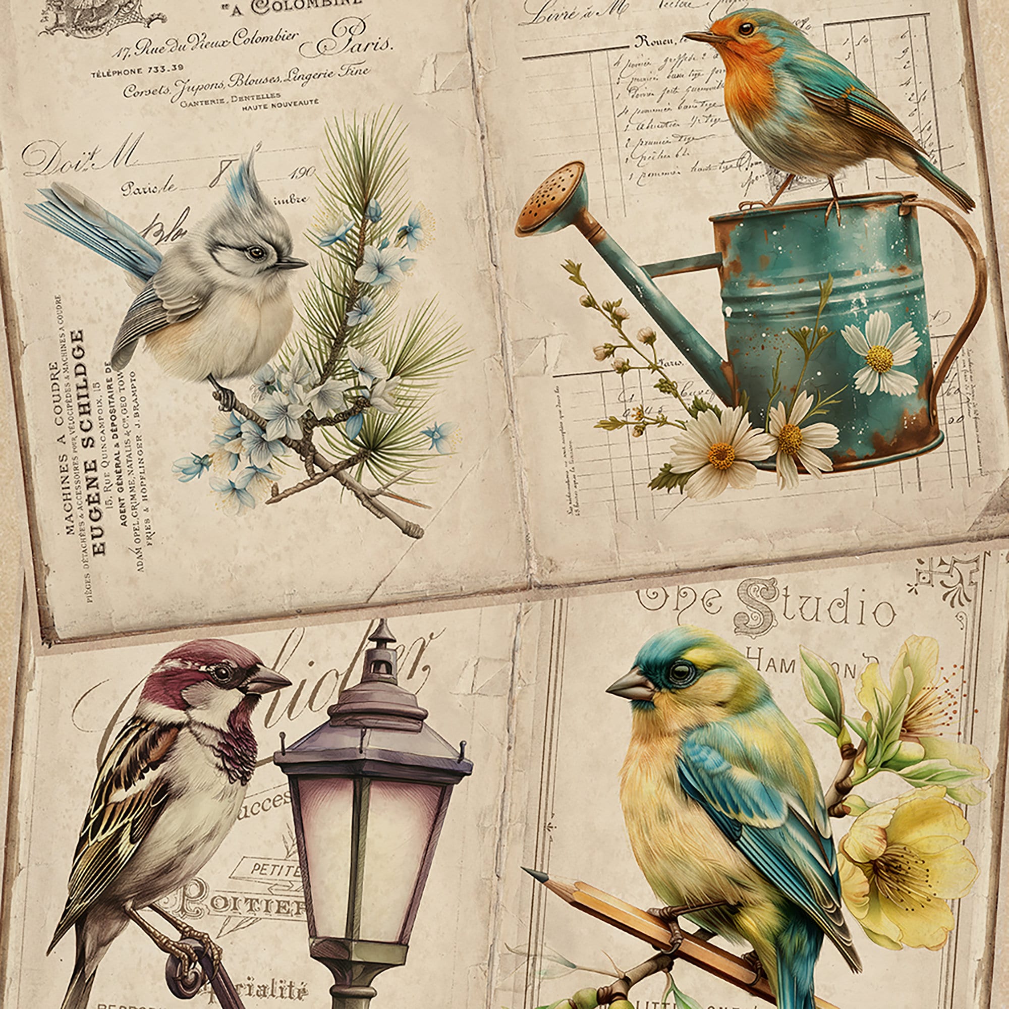 Birds Junk Journal Pages, Garden, Printable Journal, Ephemera Digital ...