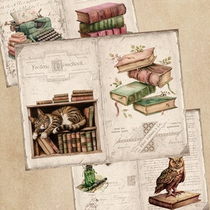 Buchliebhaber Junk Journal Kit, Bücher, Bibliothek, Printable Journal, Buch, Ephemera Digitale Papiere Set, Junk Journaling, Scrapbook, Buchecke