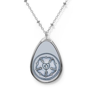 Light Blue Luther Rose Oval Necklace