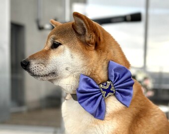 Purple bow tie for a dog, cute pet bowtie for collar with elegant ribbon