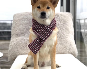 Green red dog scarf, necktie for a dog with velcro, 2 sizes