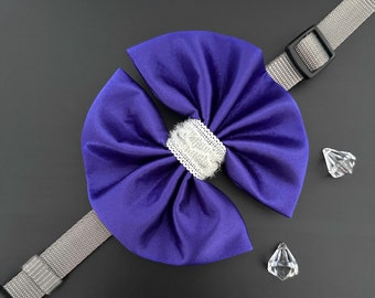 Pajarita morada para perro, linda pajarita para mascota para collar con elegante cinta