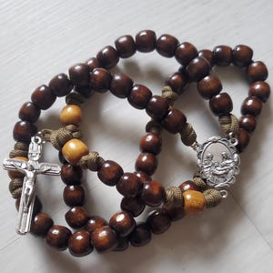 Franciscan Paracord Rosary Wooden Beads - Dark Style