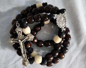 Carmelite Paracord Rosary Wooden Beads