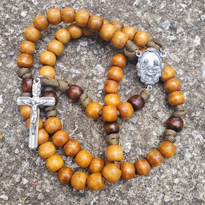 Franciscan Paracord Rosary Wooden Beads - New Light Style