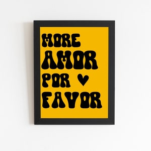More Amor Por Favor wall print Poster, Maximalist Poster, Modern Eclectic Wall Art Yellow & Black instant download, Wall Printable Art