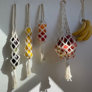 SET Macrame hanging basket | Fruit storage | Banana holder | Boho kitchen decoration | Handmade cotton fruit basket | Storage