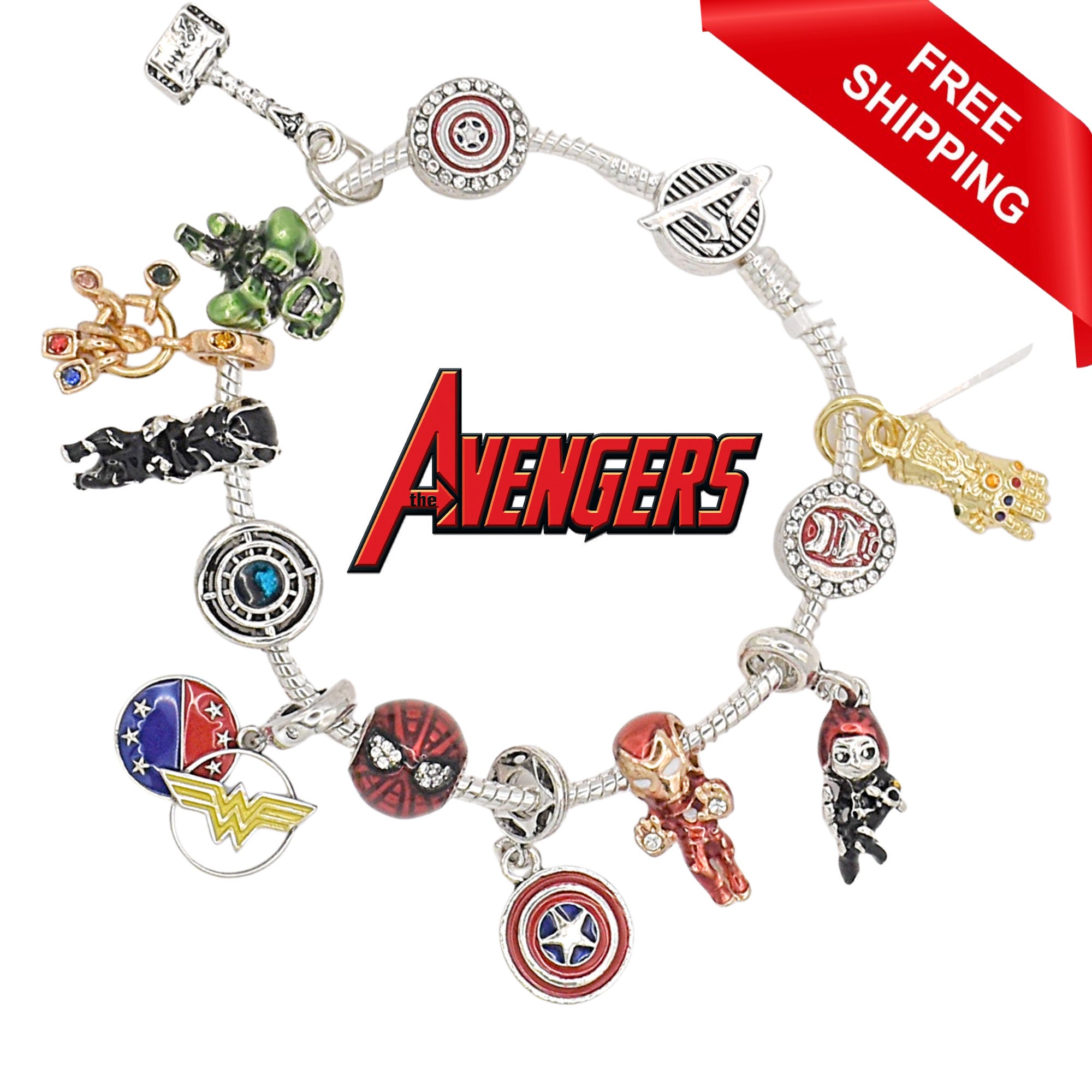 ワンダーウーマン、アベンジャーズ、マーベルをテーマにしたチャーム 