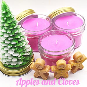 Candela di Natale SPEDIZIONE GRATUITA Fragranza Mele e Chiodi di Chiodi Cera di soia Barattolo Mason da 118 g Casa Felice Brucia pulita Ottimo profumo Diffondi Accogliente decorazione per la casa