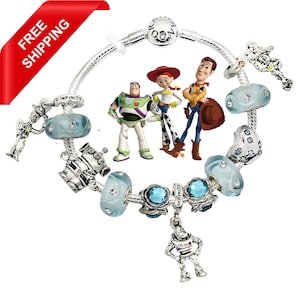Pandora Bracelet With Toy Story Themed Charms Buzz Woody Pouch New