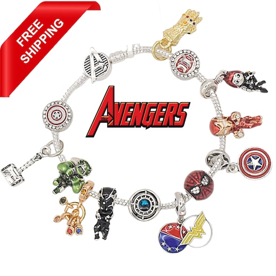 Pandora Bracelet With Wonder Woman Avengers Marvel Themed Charms