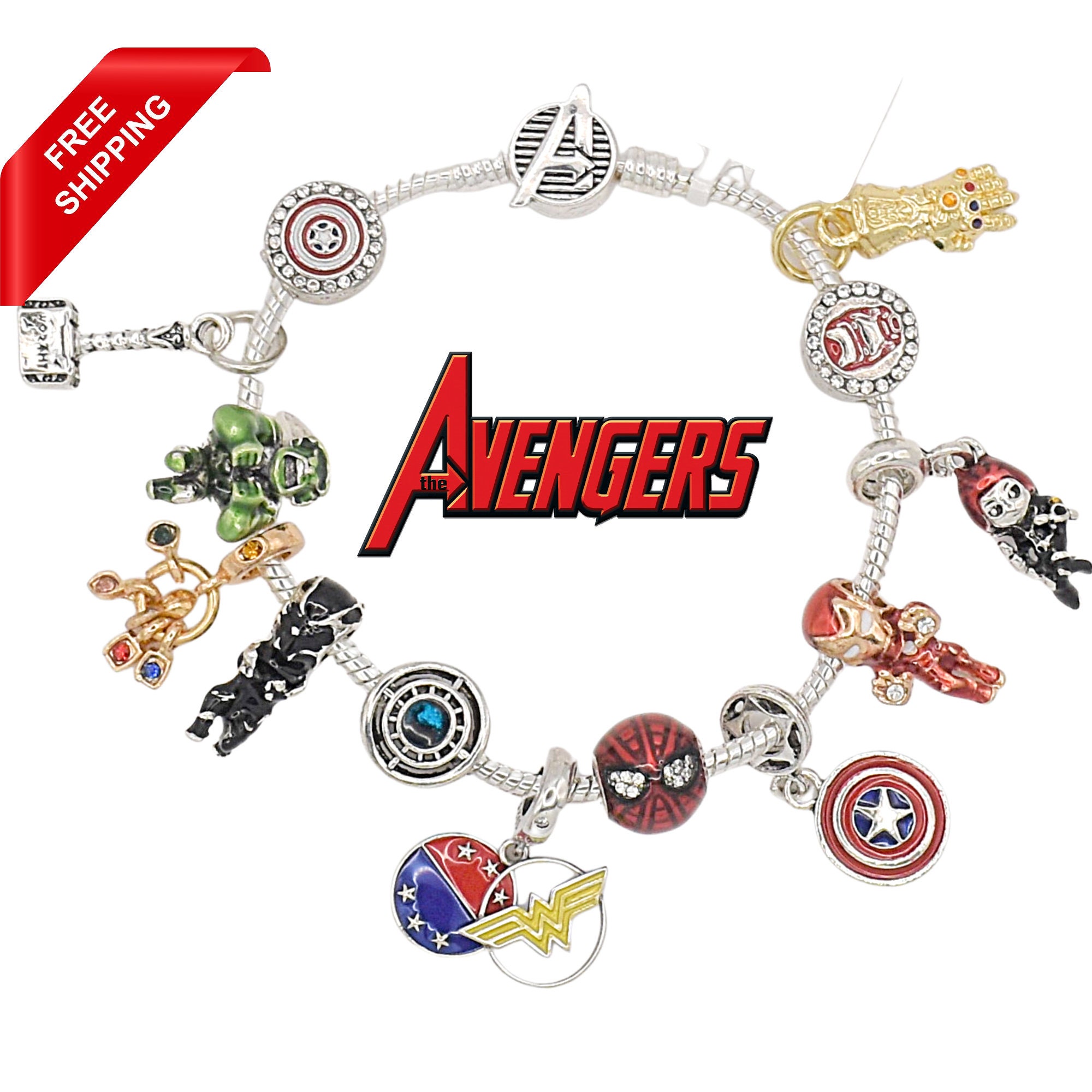 ワンダーウーマン、アベンジャーズ、マーベルをテーマにしたチャーム 
