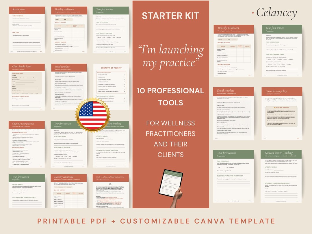 Wellness Practice Starter Kit — 35 Pages | Client Intake Form, Session ...