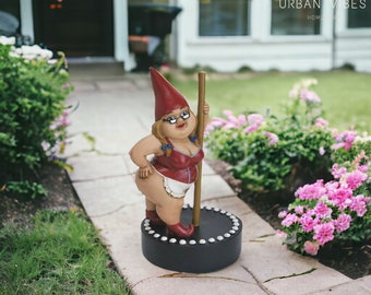 Pole Dancing Gnome Lady Dancer Dwarf Inappropriate Garden Elf Cheeky Yard Statue Gift For Grandma Mischievous Daring Gnome Ornament Gift