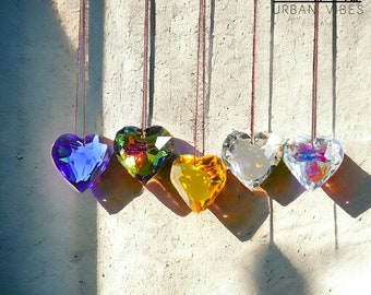 Crystal Heart Suncatcher Prism Pendant Gift For Her Healing Sun Catcher Rainbow Hanging Ball Chandelier Drop Suncatcher Window Decor