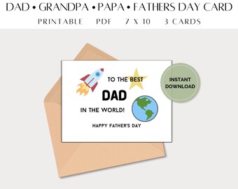 Father's Day Card Printable Dad Papa Grandpa for Kids