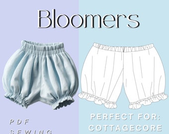 Viktorianisch inspirierte Damen Bloomer Shorts - Easy Plus Size Schnittmuster (S-6X) PDF - Vintage Pettipants & Unterwäsche A3, A4, Letter