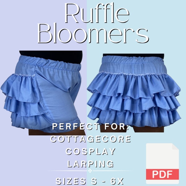 Steampunk-Inspired Women's Bustle Bloomer Shorts - Easy Plus Size Sewing Pattern (S-6X) PDF - Vintage Pettipants & Underwear A3, A4, Letter