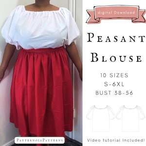 Renaissance Faire Peasant blouse pattern | S-6XL | Sewing Pattern PDF