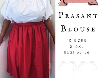 Renaissance Faire Peasant blouse pattern | S-6XL | Sewing Pattern PDF
