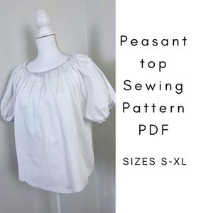 Molde em PDF para Blusa Camponesa | Blusa Estilo Cottagecore | Camisa Medieval Renascentista | Tamanhos P-GG