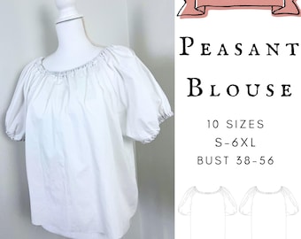 Renaissance Faire Peasant top Sewing Pattern PDF | S-6XL | Chemise blouse