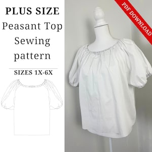 PLUS SIZE Renaissance Peasant Blouse Sewing pattern - sizes 1x-6X SCA Larp Halloween Cosplay