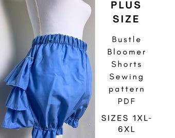 Plus Size Ruffle Bloomers Pattern PDF |Ouji Kodona Jester Burlesque victorian Shorts |US 1XL-6XL