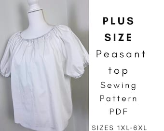 Plus Size Renaissance Faire Peasant Top Sewing Pattern PDF |Beginner friendly Chemise blouse| 1XL-6XL