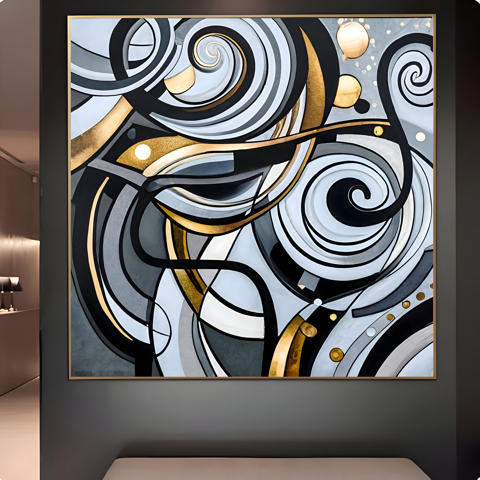 Abstract Black and Gold Wall Art Printable, Luxury Abstract, Large Wall ...