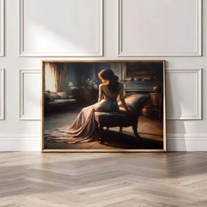 Moody Woman Portrait Painting Vintage Woman Portrait Wall Art, Antique Portrait art, Moody Portrait Print, Dark Portrait Print, Oil Painting