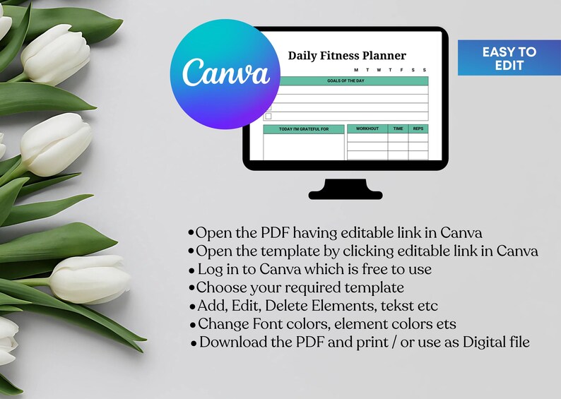 2026 Fitness & Meal Planner Canva Template: Printable Health Journal ...