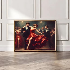 Vintage Dancing Couple Printable Wall Art, Dancing Couple Print, Dancing Wall Art, Dancing Wall Decor Dance Painting Gift Dancing Couple art