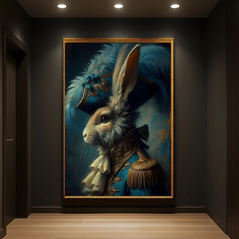 Victorian Rabbit Portrait Print: Renaissance Style Animal Art (Digital Download image 7