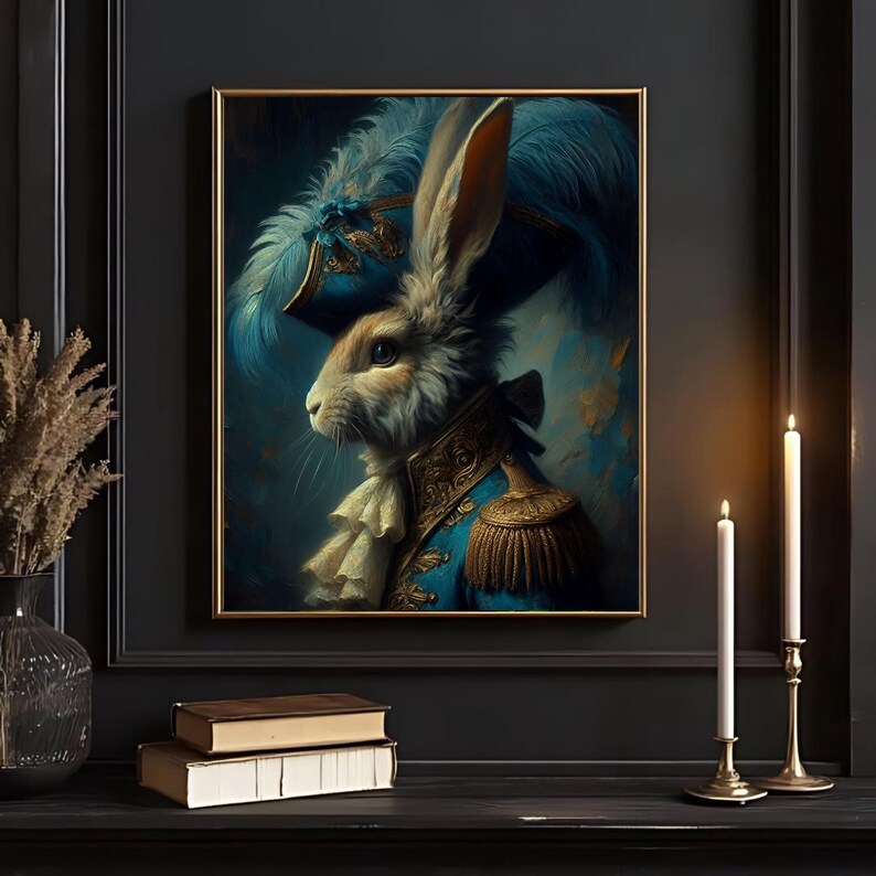 Victorian Rabbit Portrait Print: Renaissance Style Animal Art (Digital Download image 10