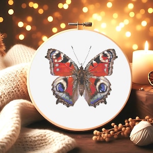 Patrón de punto de cruz de mariposa, descarga instantánea de patrón en PDF, punto de cruz contado, gráfico de punto de cruz, patrón de bordado, diseño de punto X floral