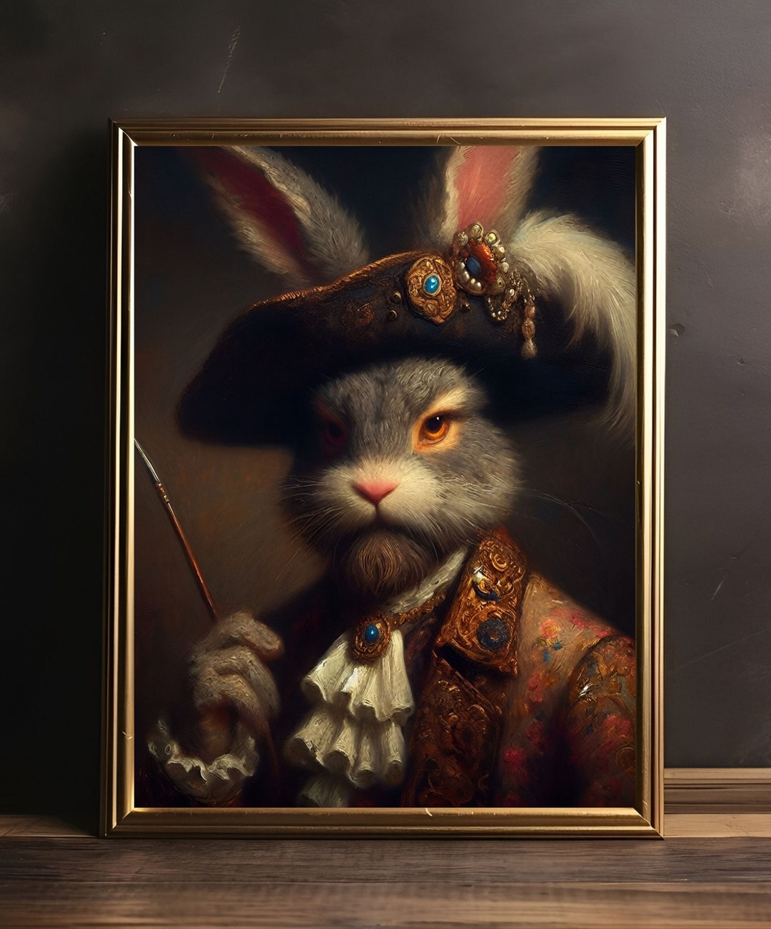 Rabbit Portrait Art, Rabbit Art Print, Renaissance Rabbit Portrait ...