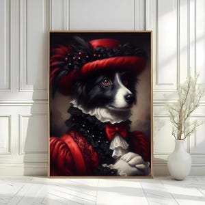 Renaissance Dog Wall Art, Vintage Victorian Dog Portrait, Regal Pet Wall Decor, Dark Academia Style, High‑Resolution Digital Download