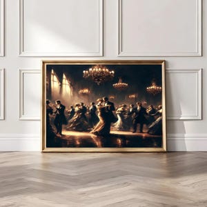 Victorian Dancing Couple Art Print: Vintage Ballroom Decor (Digital Download)