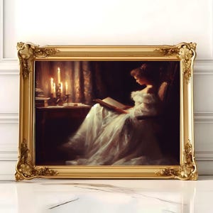 Frau beim Lesen Porträt, Frau beim Lesen Kunst, Lesedruck, viktorianische Frau beim Lesen Bücherwurm Wandkunst Druck, Buchliebhaber Geschenk, Bibliothek Kunstdruck