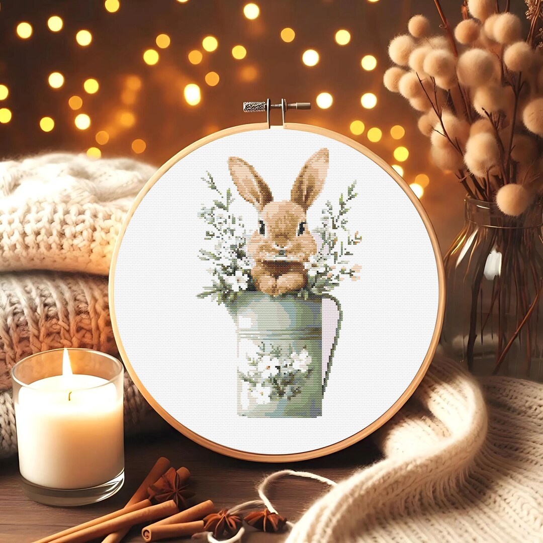 Rabbit Cross Stitch Pattern, Cross Stitch Pattern With Cute Bunny ...