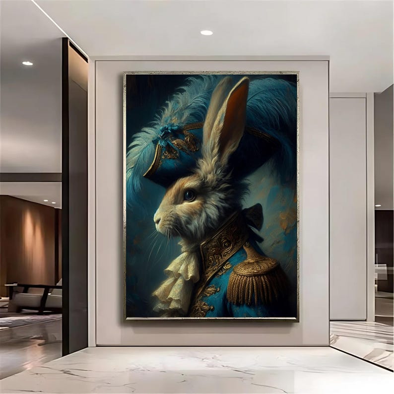 Victorian Rabbit Portrait Print: Renaissance Style Animal Art (Digital Download image 6