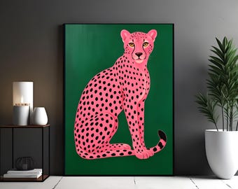 Pink Leopard Art Print: Modern Pop Art Animal Poster (Digital Download)