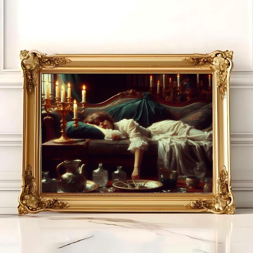 Tired Woman Antique Portrait Art, Decadent Young Woman, Moody Portrait ...