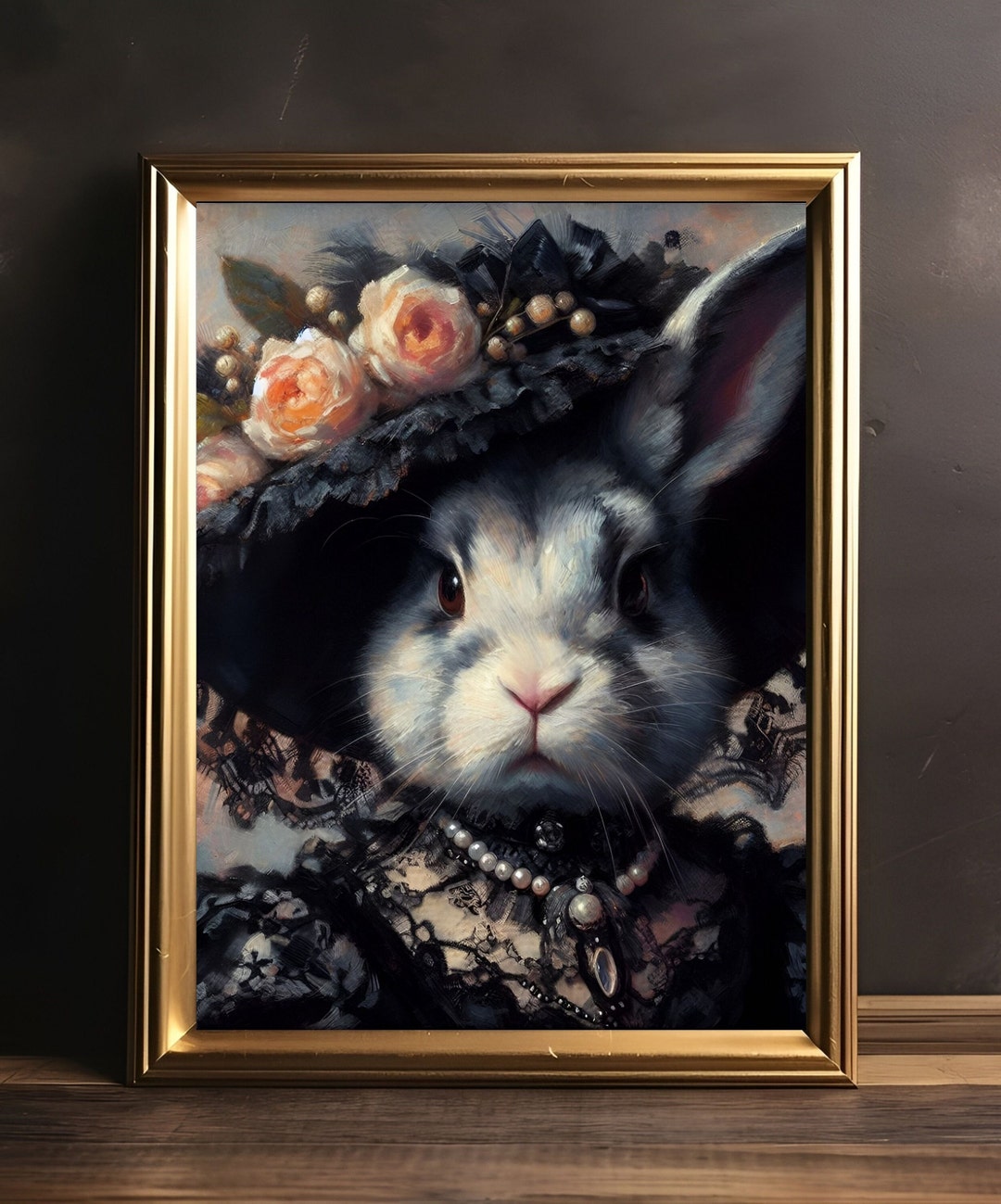 Rabbit Portrait Art, Rabbit Art Print, Renaissance Rabbit Portrait ...