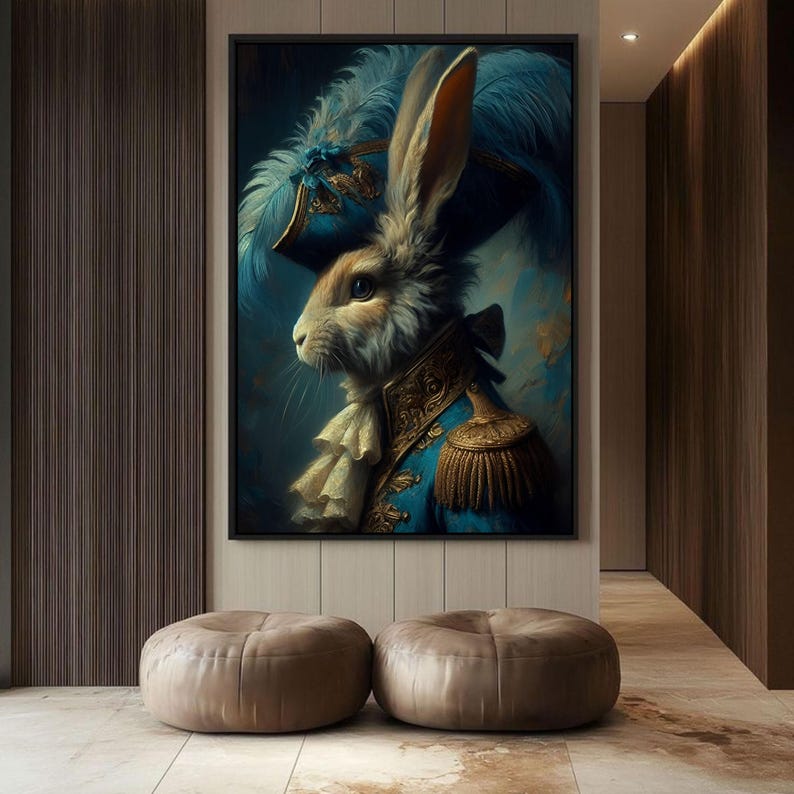 Victorian Rabbit Portrait Print: Renaissance Style Animal Art (Digital Download image 8